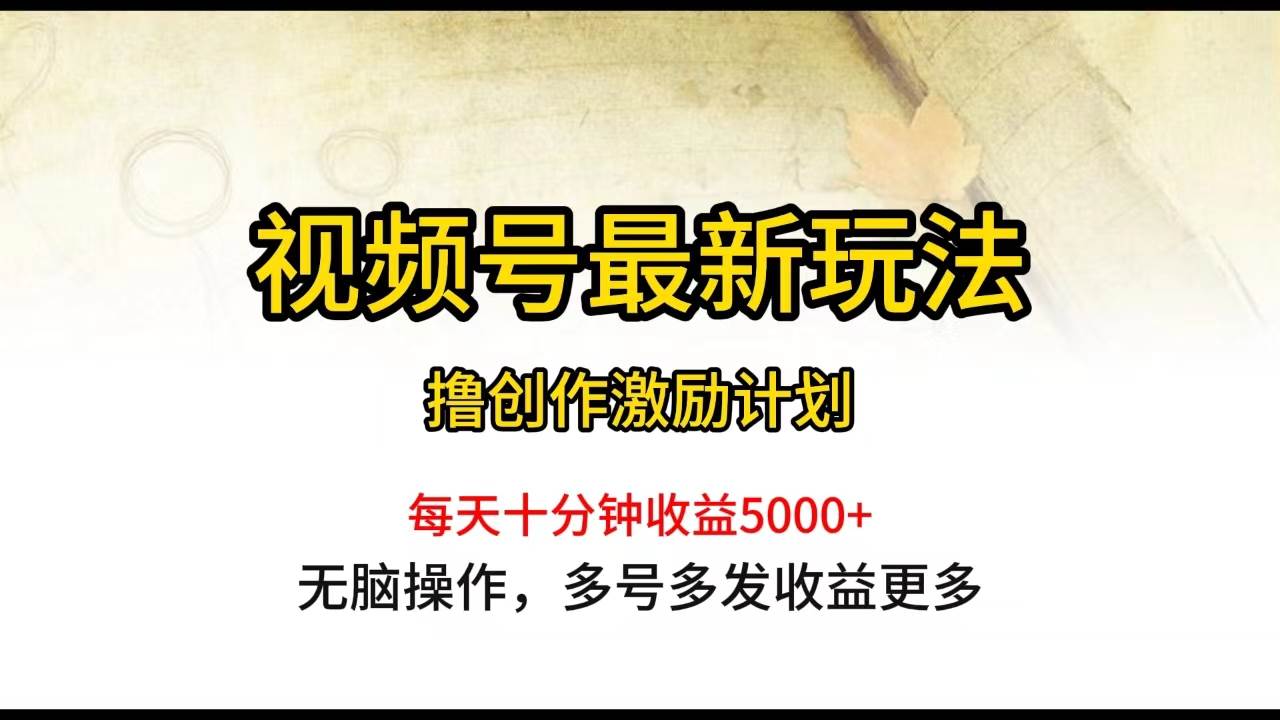 视频号最新玩法，每日一小时月入5000+-扬明网创