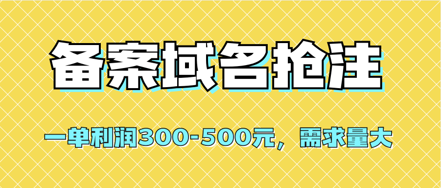 【全网首发】备案域名抢注，一单利润300-500元，需求量大-扬明网创