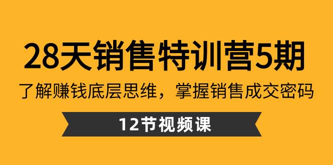 28天·销售特训营5期：了解赚钱底层思维，掌握销售成交密码（12节课）-扬明网创