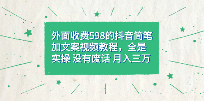 外面收费598抖音简笔加文案教程，全是实操 没有废话 月入三万（教程+资料）-扬明网创