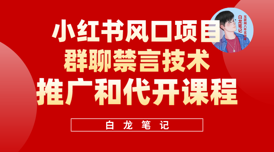 小红书风口项目日入300+，小红书群聊禁言技术代开项目，适合新手操作-扬明网创