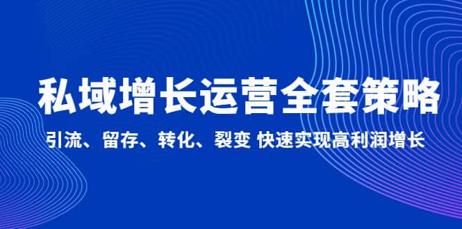 私域增长运营全套策略：引流、留存、转化、裂变 快速实现高利润增长-扬明网创