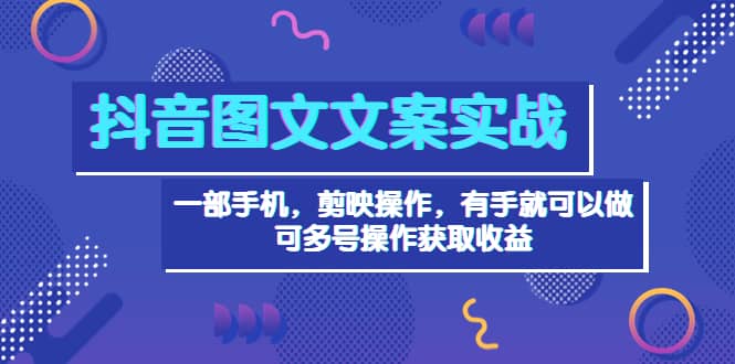 抖音图文毒文案实战：一部手机 剪映操作 有手就能做，单号日入几十 可多号-扬明网创