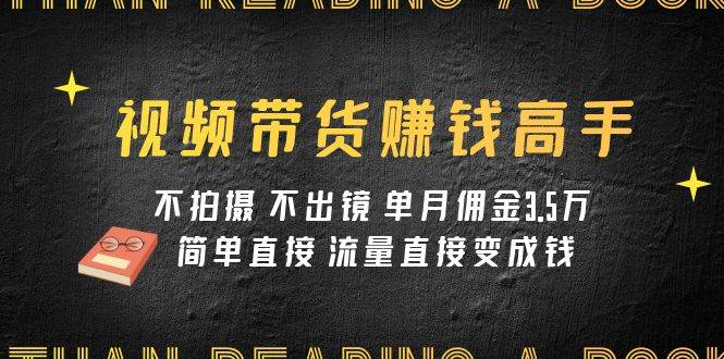 视频带货赚钱高手课程：不拍摄 不出镜 单月佣金3.5w 简单直接 流量直接变钱-扬明网创