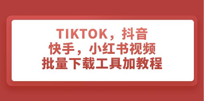 TIKTOK，抖音，快手，小红书视频批量下载工具加教程-扬明网创