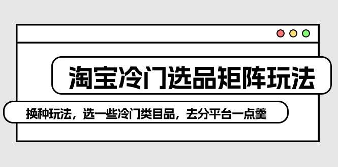 淘宝冷门选品矩阵玩法：换种玩法，选一些冷门类目品，去分平台一点羹-扬明网创