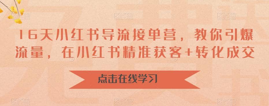 16天-小红书 导流接单营，教你引爆流量，在小红书精准获客+转化成交-扬明网创