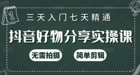 抖音好物分享实操课，无需拍摄，简单剪辑，短视频快速涨粉（125节视频课程）-扬明网创