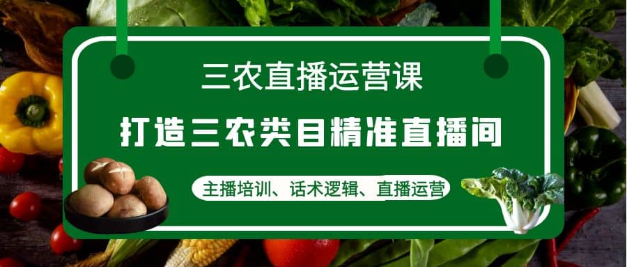 三农直播运营课：打造三农类目精准直播间，主播培训、话术逻辑、直播运营-扬明网创