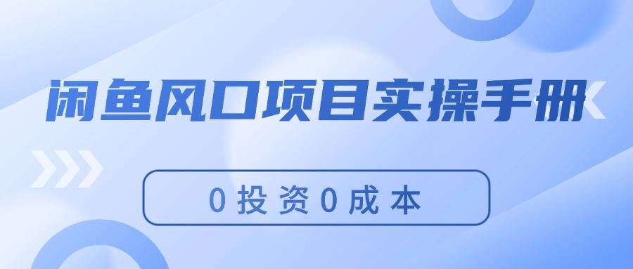 闲鱼风口项目实操手册，0投资0成本，让你做到，月入过万，新手可做-扬明网创