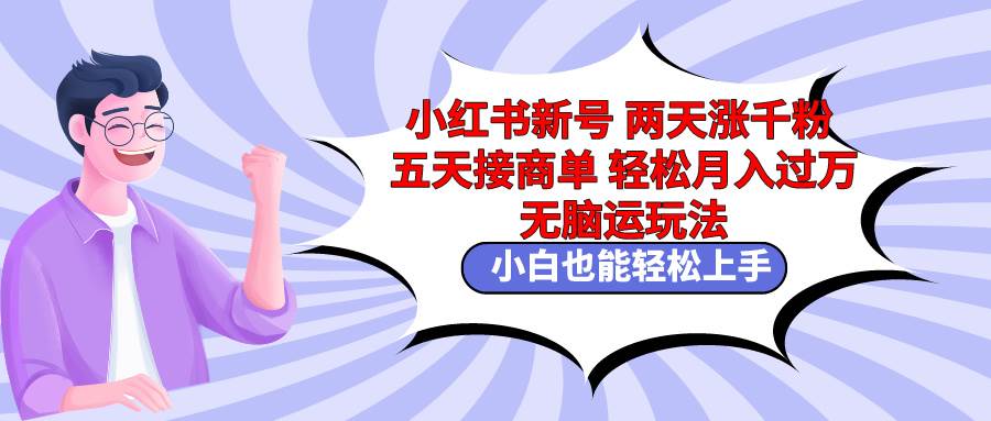 小红书新号两天涨千粉五天接商单轻松月入过万 无脑搬运玩法 小白也能轻…-扬明网创