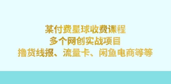 某付费星球课程：多个网创实战项目，撸货线报、流量卡、闲鱼电商等等-扬明网创