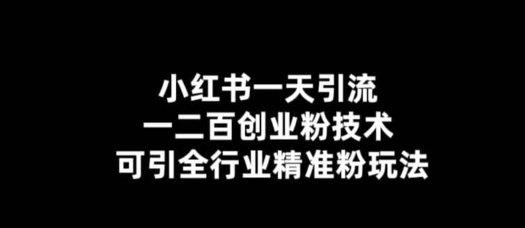 【引流必备】小红书一天引流一二百创业粉技术，可引全行业精准粉玩法-扬明网创