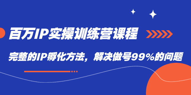 百万IP实战训练营课程，完整的IP孵化方法，解决做号99%的问题-扬明网创