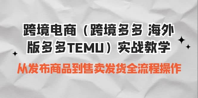 跨境电商（跨境多多 海外版多多TEMU）实操教学 从发布商品到售卖发货全流程-扬明网创