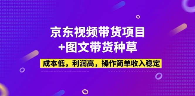 京东视频带货项目+图文带货种草，成本低，利润高，操作简单收入稳定-扬明网创