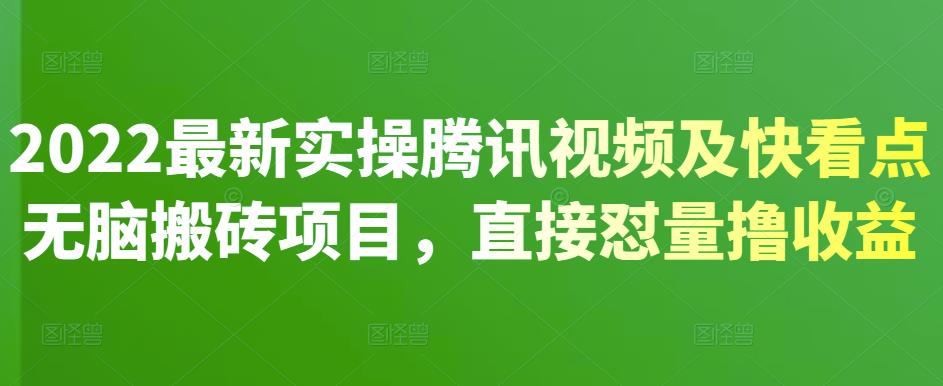 2022最新实操腾讯视频及快看点无脑搬砖项目，直接怼量撸收益-扬明网创