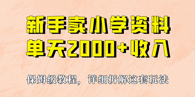 我如何通过卖小学资料，实现单天2000+，实操项目，保姆级教程+资料+工具-扬明网创