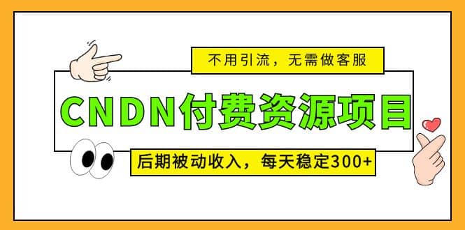 CNDN付费资源项目，不用引流，无需做客服，后期被动收入-扬明网创