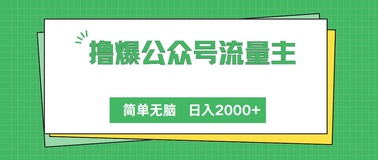 撸爆公众号流量主，简单无脑，单日变现2000+-扬明网创