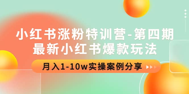 小红书涨粉特训营-第四期：最新小红书爆款玩法，实操案例分享-扬明网创