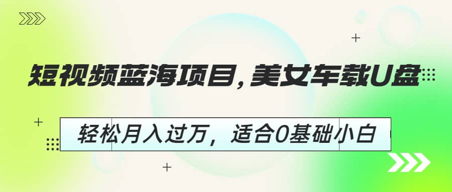 短视频蓝海项目，美女车载U盘，轻松月入过万，适合0基础小白-扬明网创