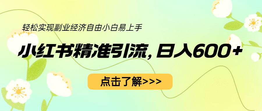 小红书精准引流，小白日入600+，轻松实现副业经济自由（教程+1153G资源）-扬明网创