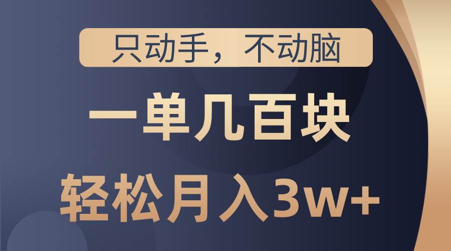 只动手不动脑，一单几百块，轻松月入3w+，看完就能直接操作，详细教程-扬明网创