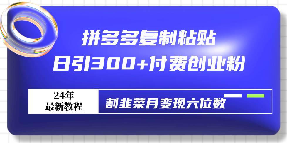 拼多多复制粘贴日引300+付费创业粉，割韭菜月变现六位数最新教程！-扬明网创