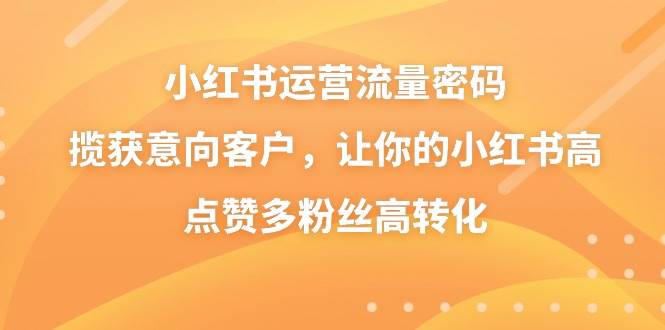 小红书运营流量密码，揽获意向客户，让你的小红书高点赞多粉丝高转化-扬明网创