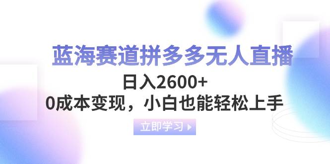 蓝海赛道拼多多无人直播，日入2600+，0成本变现，小白也能轻松上手-扬明网创