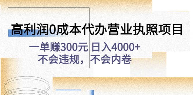 高利润0成本代办营业执照项目：不会违规，不会内卷-扬明网创