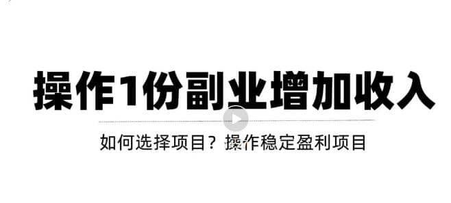 新手如何通过操作副业增加收入，从项目选择到玩法分享！【视频教程】-扬明网创