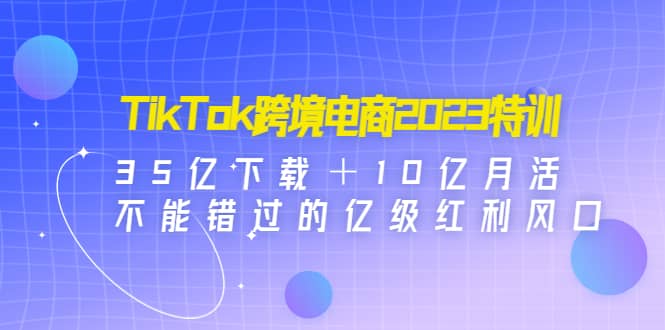 TikTok跨境电商2023特训：35亿下载＋10亿月活，不能错过的亿级红利风口-扬明网创