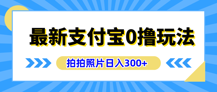 最新支付宝0撸玩法，拍照轻松赚收益，日入300+有手机就能做-扬明网创