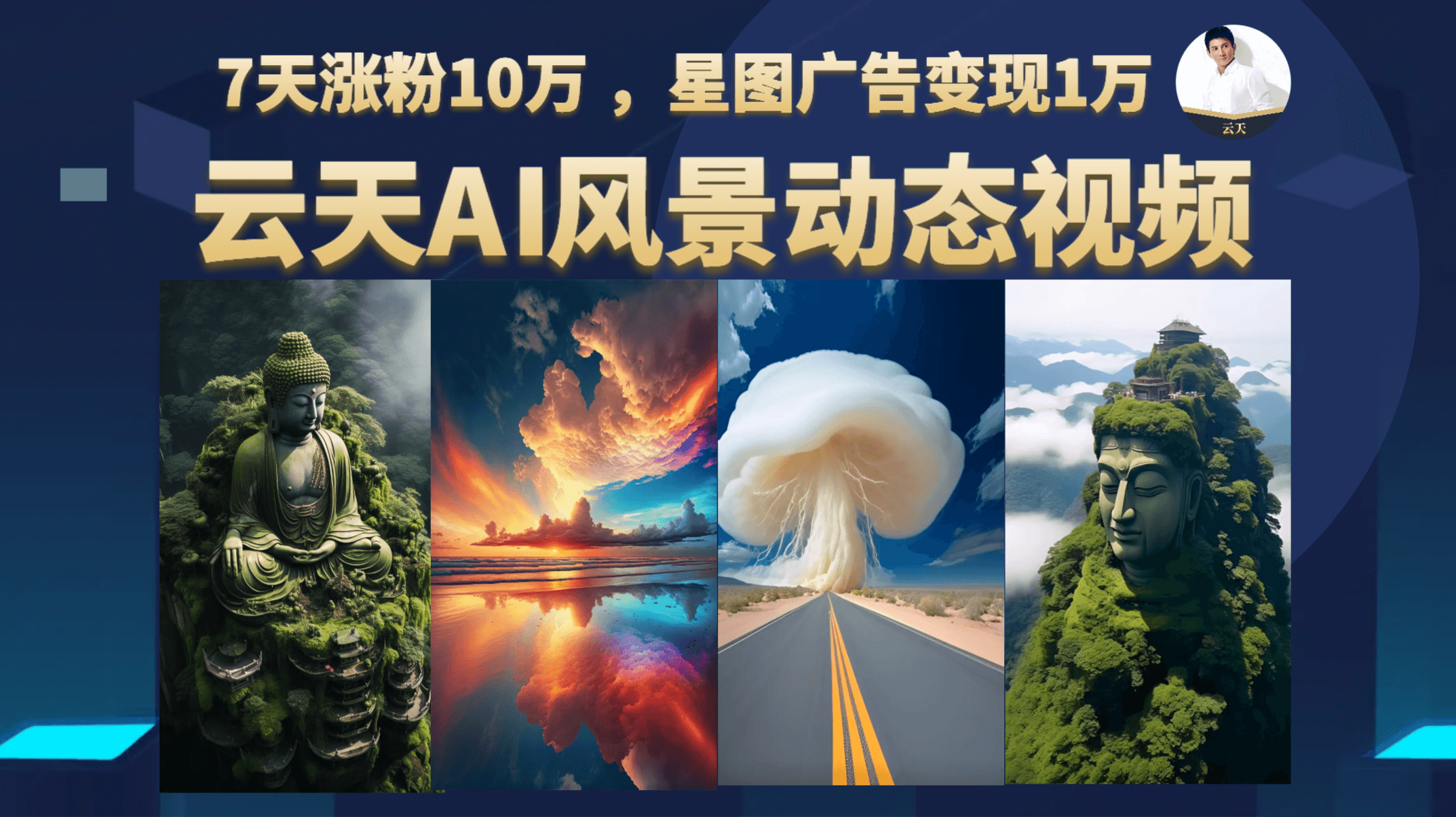 云天AI风景动图视频制作，7天涨粉10万 ，星图广告变现1万-扬明网创