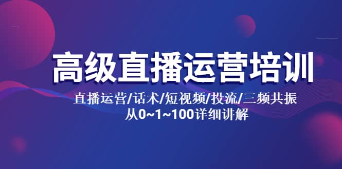 高级直播运营培训 直播运营/话术/短视频/投流/三频共振 从0~1~100详细讲解-扬明网创