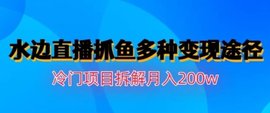 水边直播抓鱼，多种变现途径冷门项目，月入200w拆解【揭秘】-扬明网创