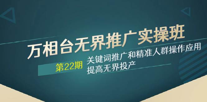 万相台无界推广实操班【22期】关键词推广和精准人群操作应用，提高无界投产-扬明网创