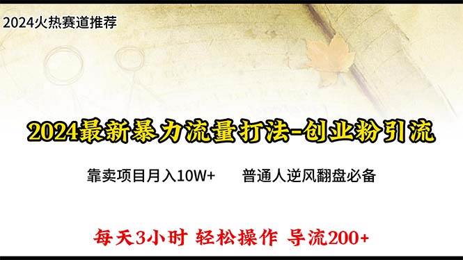 2024年最新暴力流量打法，每日导入300+，靠卖项目月入10W+-扬明网创