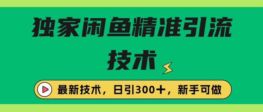 独家闲鱼引流技术，日引300＋实战玩法-扬明网创