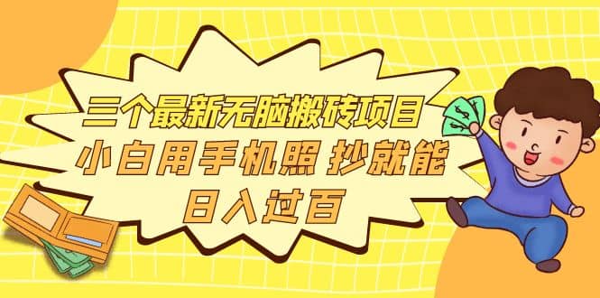 三个最新无脑搬砖项目，小白用手机照抄就能日入过百-扬明网创