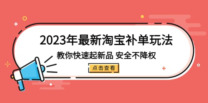 2023年最新淘宝补单玩法，教你快速起·新品，安全·不降权（18课时）-扬明网创