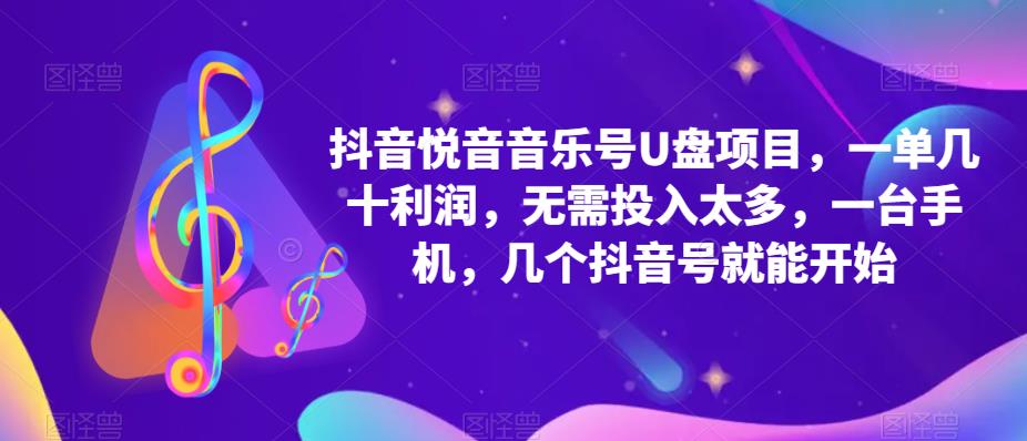 抖音音乐号U盘项目 一单几十利润 无需投入太多 一台手机 几个抖音号就开始-扬明网创