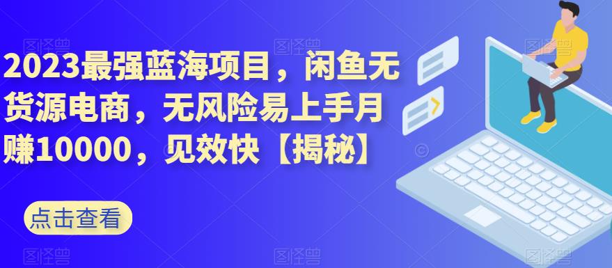 2023最强蓝海项目，闲鱼无货源电商，无风险易上手月赚10000，见效快【揭秘】-扬明网创