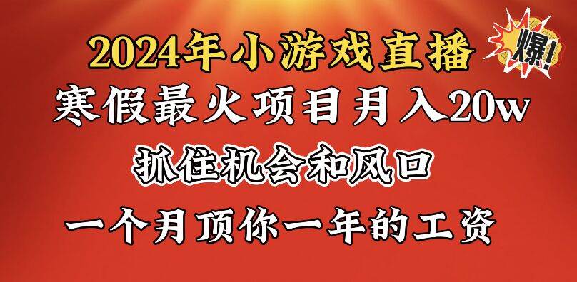 2024年寒假爆火项目，小游戏直播月入20w+，学会了之后你将翻身-扬明网创