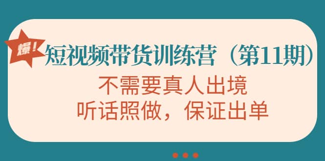 短视频带货训练营（第11期），不需要真人出境，听话照做，保证出单-扬明网创