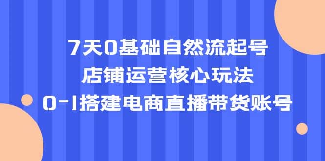 7天0基础自然流起号，店铺运营核心玩法，0-1搭建电商直播带货账号-扬明网创