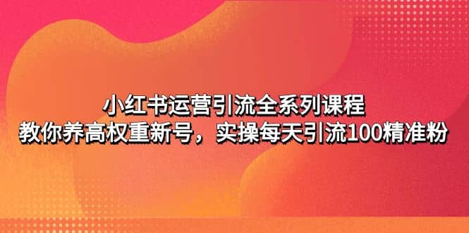 小红书运营引流全系列课程：教你养高权重新号-扬明网创