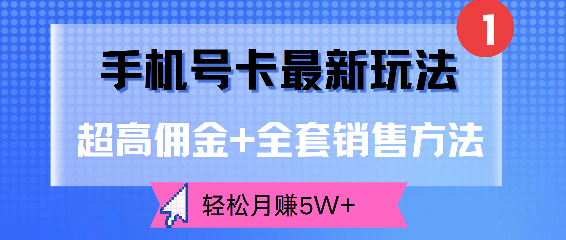 超高佣金+全套销售方法，手机号卡最新玩法，轻松月赚5W+-扬明网创